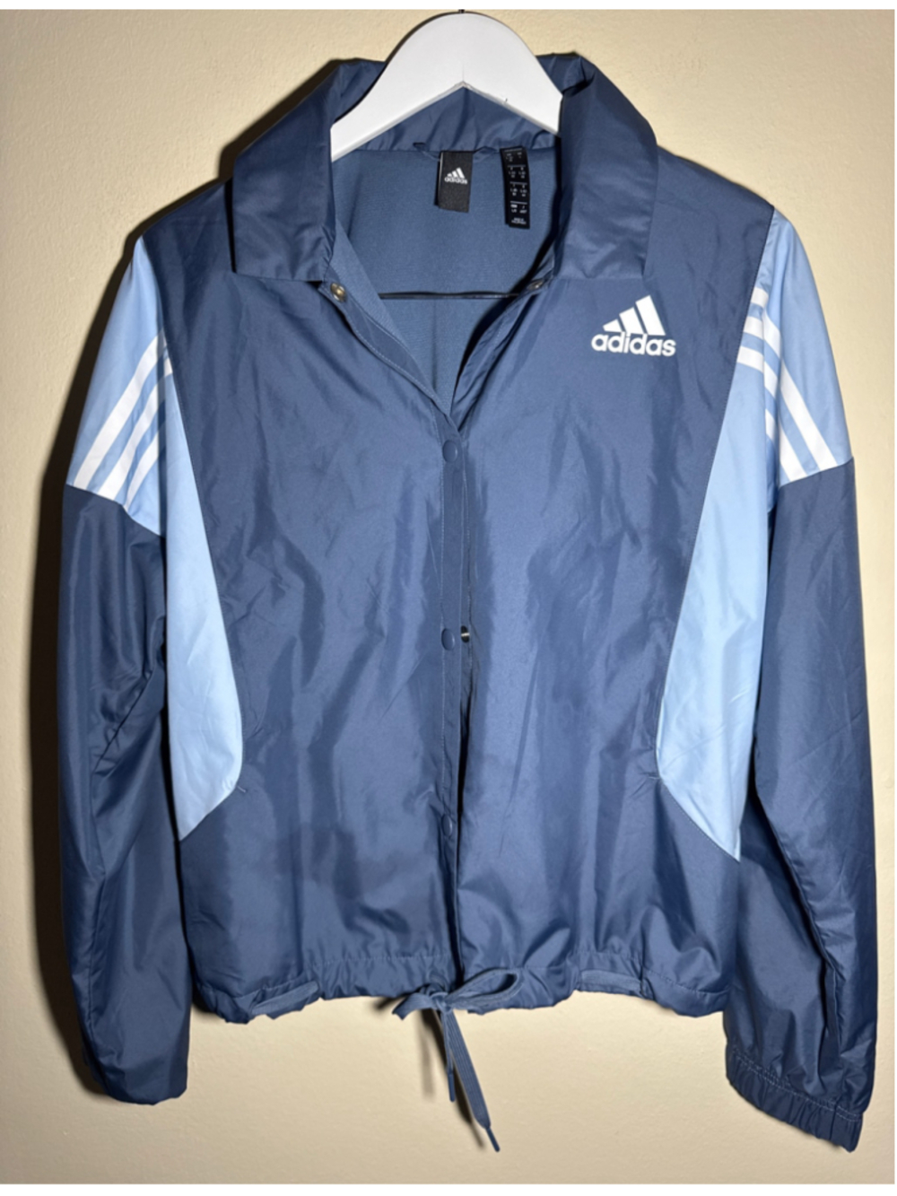 Adidas Windbreaker Jacket Size L Blue Light Blue